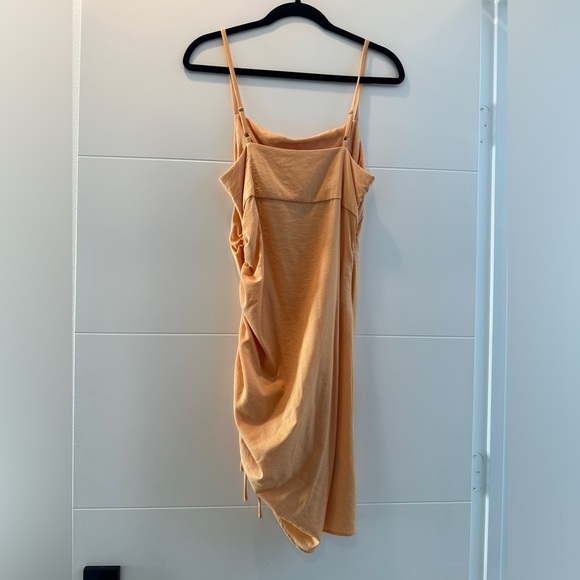 Emory Park orange peach ruched adjustable side fitted mini dress summer casual M - Picture 11 of 13